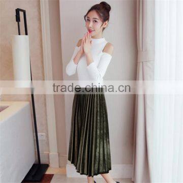 2017 Charmming Dress High Waisted Long Skirt Velvet Long Skirt photo-6