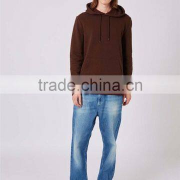 Wholesale Men Pullover Plain Oversized Classic Fit Brushed Cotton Drawstrings Hoodie Brown With Front Pocket photo-4