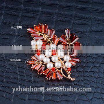Natural Pearl Inlay Zircon Stone Titanium Steel Drop Snowflake Enamel Glaze Brooch photo-4