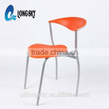LS-4026A Plastic Blue Dining Chair Hotel Furniture Manufacturer in China Best Selling Iron Frame Blue Plastic Chair With Armrest photo-3