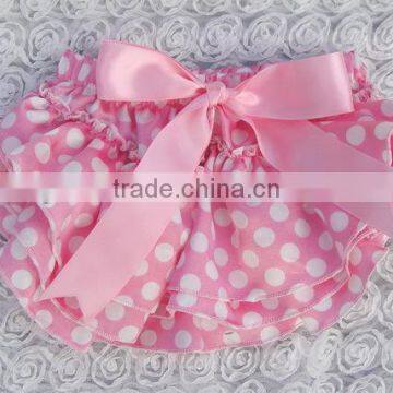 Baby's Romantic Pink Polka Dot Satin Bloomer Lovely Infant Diaper cover children summer wear shorts great kids petti bloomer