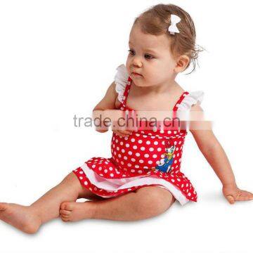 Hot baby girl comfortable one piece swimsuit children kids polka dot cartoon swimwear kids bikini lower price wholesale