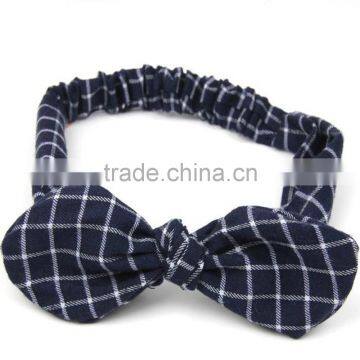Retro Knot Bow Head Wrap ,Wholesale Checked Elastic Headband photo-5