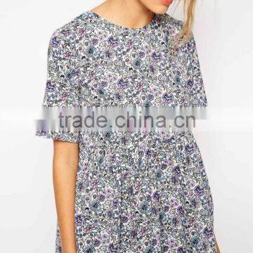 Reclaimed Vintage Smock Dress In Floral Print With Tie Back photo-3