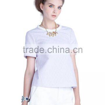 2016 ladies diamond-shaped/quilted light purple shirt/blouse