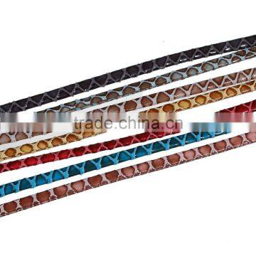 Blue Snakeskin Pattern Flat PU Leather Cord photo-2