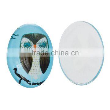 Glass Dome Cabochon Oval Flatback Blue Halloween Owl Pattern 25mm x 18mm(1" x 6/8"),20PCs