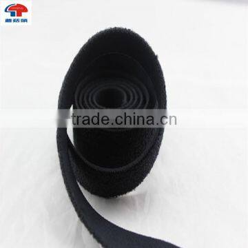 100% nylon hook and loop Black soft fabric loop