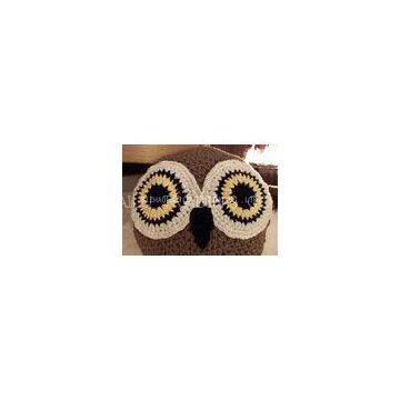 Brown Sofa Crochet Cushion Cover Acrylic Embossed Crochet Owl Cushion