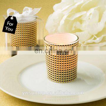 Modern Graphic Design Votive Holder In Gold Wedding decoration Party Gift Glass Candle