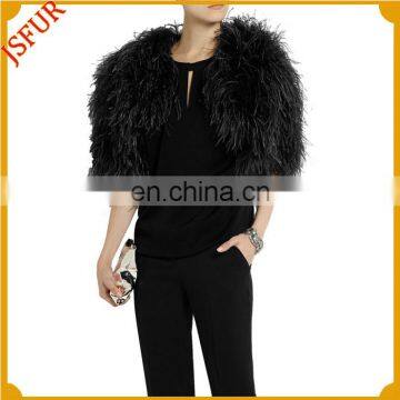 Adult Fashion Shawl Black Colour Ostrich Feather Cape