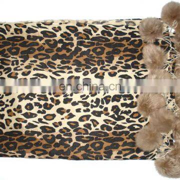 Paiseley Design Shawl With Fur Balls in Mexico photo-5
