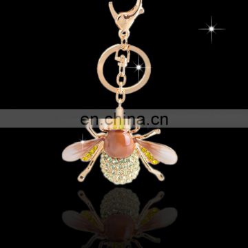 Promotional wholesale custom crystal souvenir metal rhinestone insect key chain manufacturers in yiwu China MCA-0022