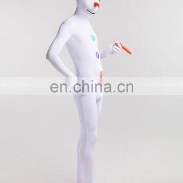 White Snow Man Lycra Full Body Party Dress Second Skin Suit Female photo-2
