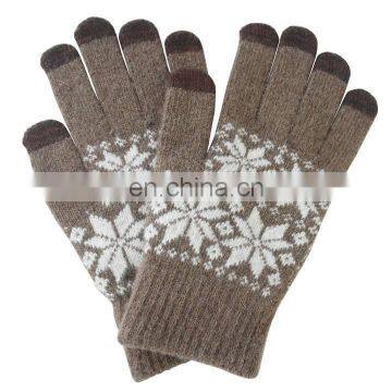 flower knitted touch gloves