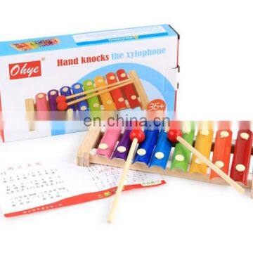 8 Tones Colorful Hand Knock Piano Enlightenment Musical Toy with Wood Mallets