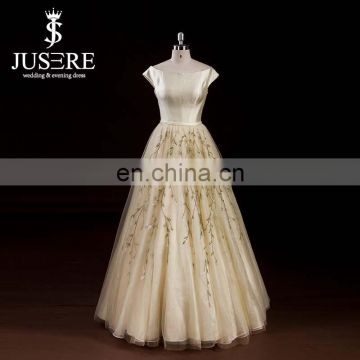 Latest Design Real Sample Ball Gown Cap Sleeve Beaded Evening Dress For Princess Made In China 2016