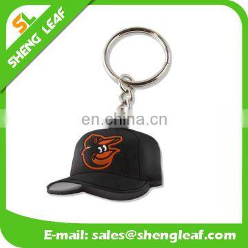 Custom cap shaped 3D logo soft pvc rubber keychain
