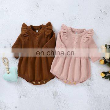 2020 Newborn Infant Toddler Baby Girl Warm Bodysuit Long Sleeve Knitting Solid Soft Jumpsuit Girl Autumn Clothes Girls Overalls