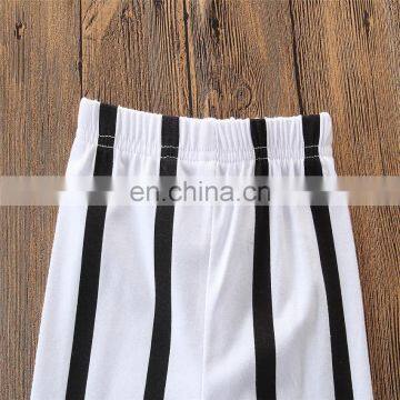 Girls Summer Outfit Kids Black Camisole Tops + Stripe Pants Set for 1-6T photo-5