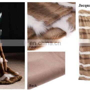Wholesale Luxury Jacquard Long Recycling Faux Fur Micro Plush Throw Blanket 2-ply photo-5