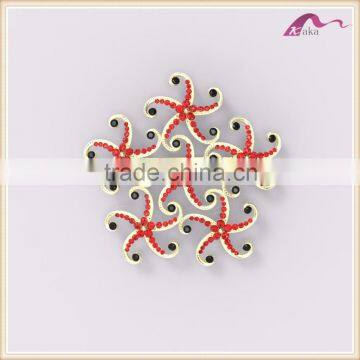Fashion Beautiful Bulk Crystal Decorative Star Fish Brooch For Gifts photo-3