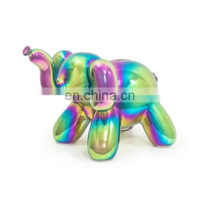 New Factory Electroplate colorful custom design elephant coin money box ceramic piggy bank