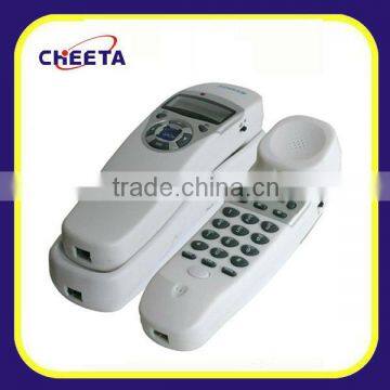 Ivory white wall mounted unique small corded telephone