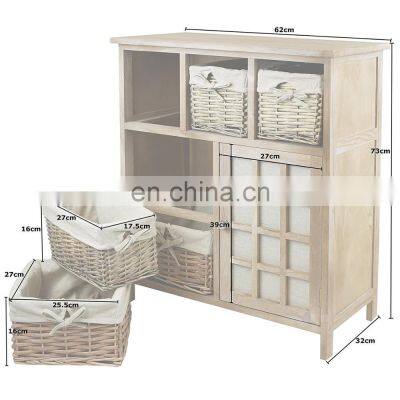 Small medium-sized solid wood furniture cabinet material paulownia + wicker