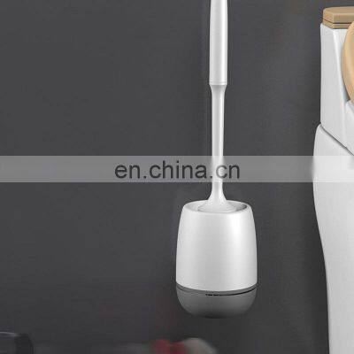 Japanese Luxury Self Floor Wall Hanging TPR Soap Dispensing Black Round Premium Toilet Cleaning Brush photo-4