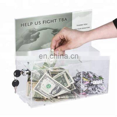 give and take clear locking custom acrylic donation box