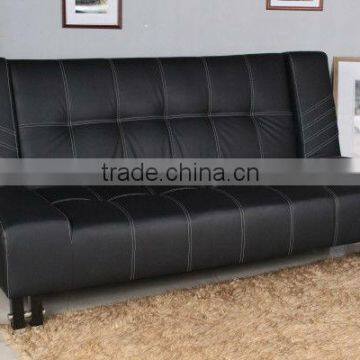 Modern Sofa Sleeper Handy Living Futon Sofa Bed in Black Leather