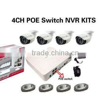 Hot Sale 1.3mp Ip camera onvif nvr kit, 3.6MM lens 960p nvr kit, 4 Channel POE kit, 8ch poe nvr kit