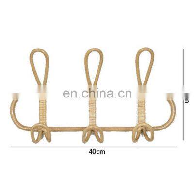 Rattan Wall Hooks Kids Garments Organizer Rack Clothes Hat Hanging Hook Rattan Hanger Kids Room Decor Hanger photo-4