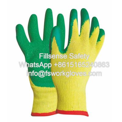 10Gauge 2Yarn Polycotton Liner Crinkle Coated Latex Rubber Gloves Rubber Palm Work Gloves