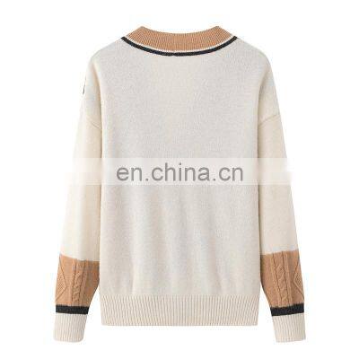 Women's Customized V-Neck Cardigan Wholesale Casual Solid Pattern Chunky Knit Button Winter Cashmere Sweater photo-2
