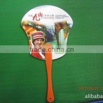 Plastic Hand Fan, Heat transfer printing new PP fan with long handle