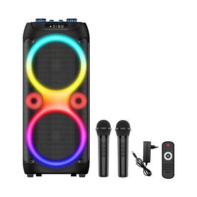 ZQS10213 super power 60W wireless 10-inch*2  deep bass OEM party speaker with colorful lights