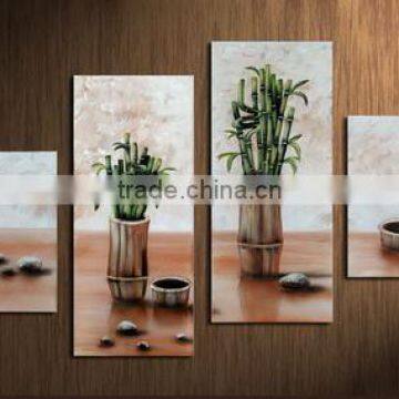 bamboo plant still life group oil painting