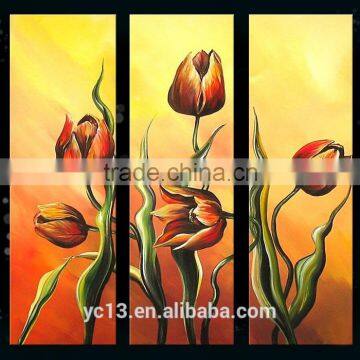 3pc panel 100%handmade beautiful decoration flower oil painting