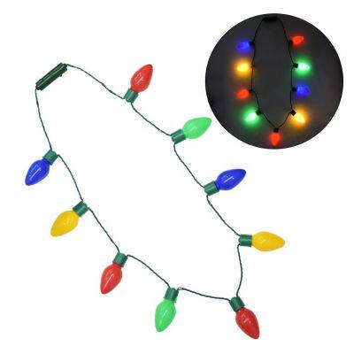 Christmas Party Favors Light Up Jumbo Bulb Necklaces Glow In The Dark Novelty Colorful String Lights