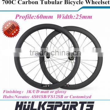 Road bicycle wheel 700C carbon road bike Tubular wheel 60mm Tubular carbon wheelset