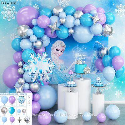 Jeux de ballons de glace et de neige personnalisables - Avec des ballons en forme de flocon de neige et métalliques, pour la décoration d'événements