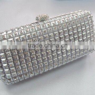 mesh crystal hard clutch evening bag