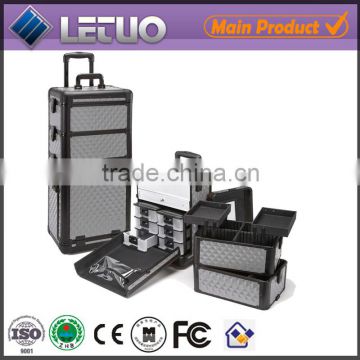 China Supplier Silver Diamond Aluminum Make Up Trolley Case