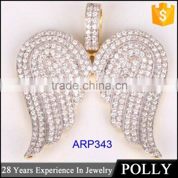 925 Sterling Silver Necklace Cz Angel Wing Religious Pendant Necklace photo-2