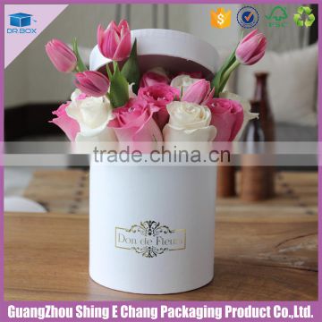 Luxury custom printed smooth white cardboard flower round box/paper flower box for gift