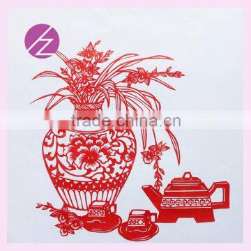 Chinese new year traditional window decor paper-cut christmas gift of Chinese Tea Art pattern JZ-91