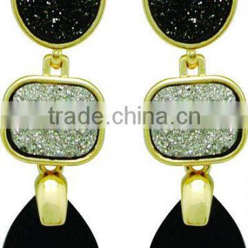 Earring with natural stone, GOLD PLATED