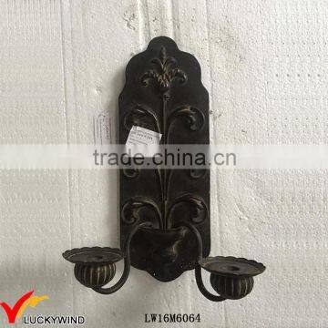 Handcraft Vintage Triple Metal Wall Leaf Candle Holder photo-2
